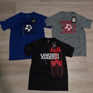 Under Armour Trio: Blue, Gray, and Black Tees